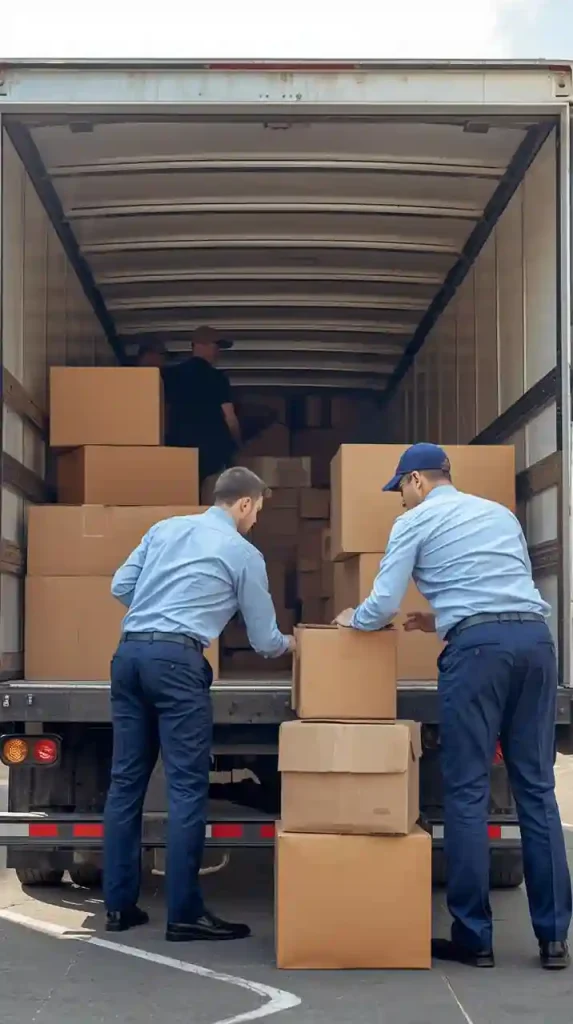 professional movers and packers are loading pickup truck for rent in dubai for hassle free moving in dubai