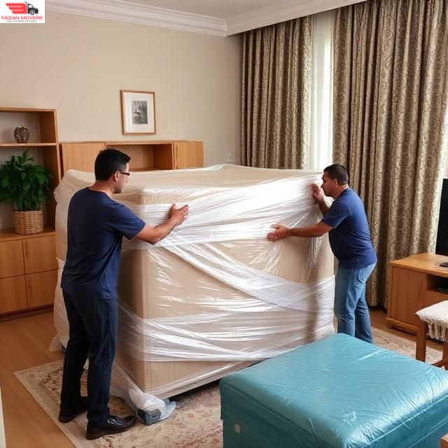 Professional packing services in dubai for a 3 BHK apartment using bubble wrap, foam padding and furniture blankets | Faizan movers is the best packers in Dubai and the UAE
