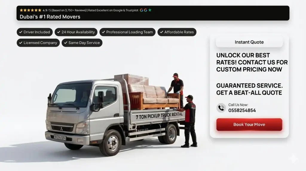 7 ton pickup for rent in Dubai | 7 otn pickup truck rental