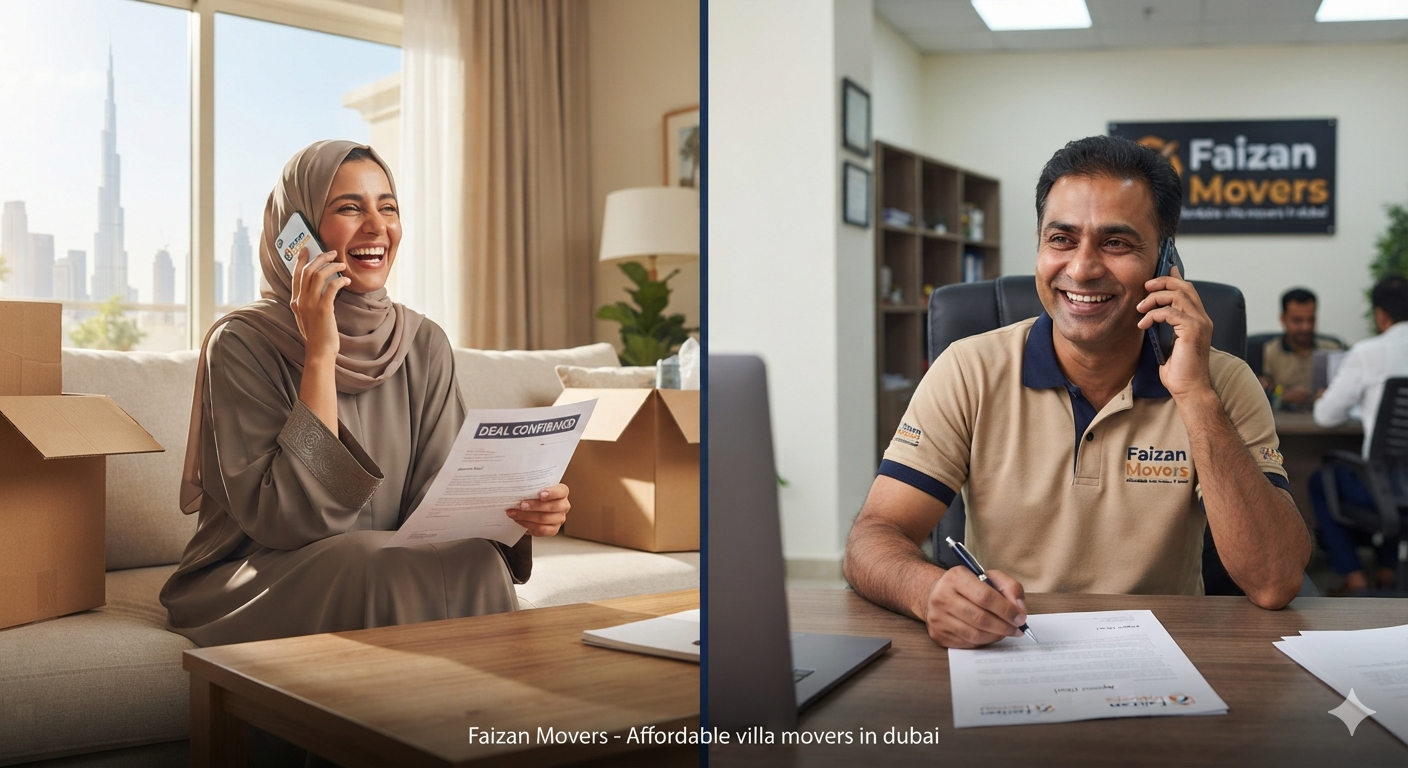 affordable villa movers in dubai making the deal with client without any worry on the call