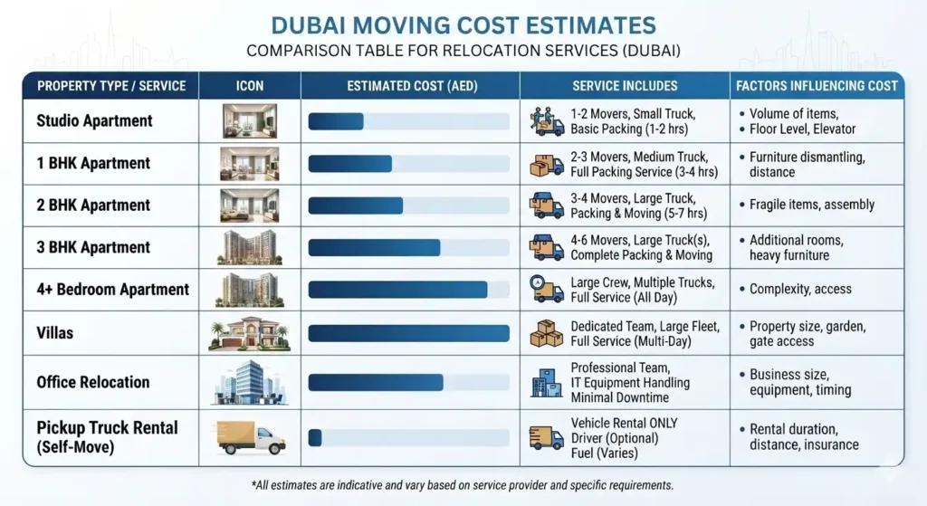 moving in Dubai costs