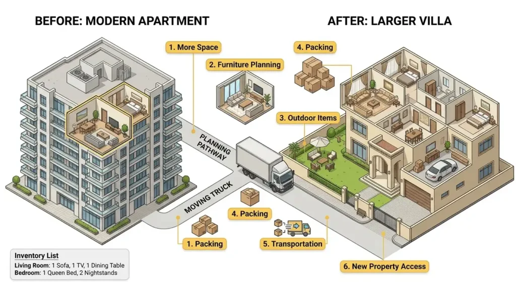 Villa Movers vs. Apartment Movers in Dubai: What Actually Differs? 6 before after moving