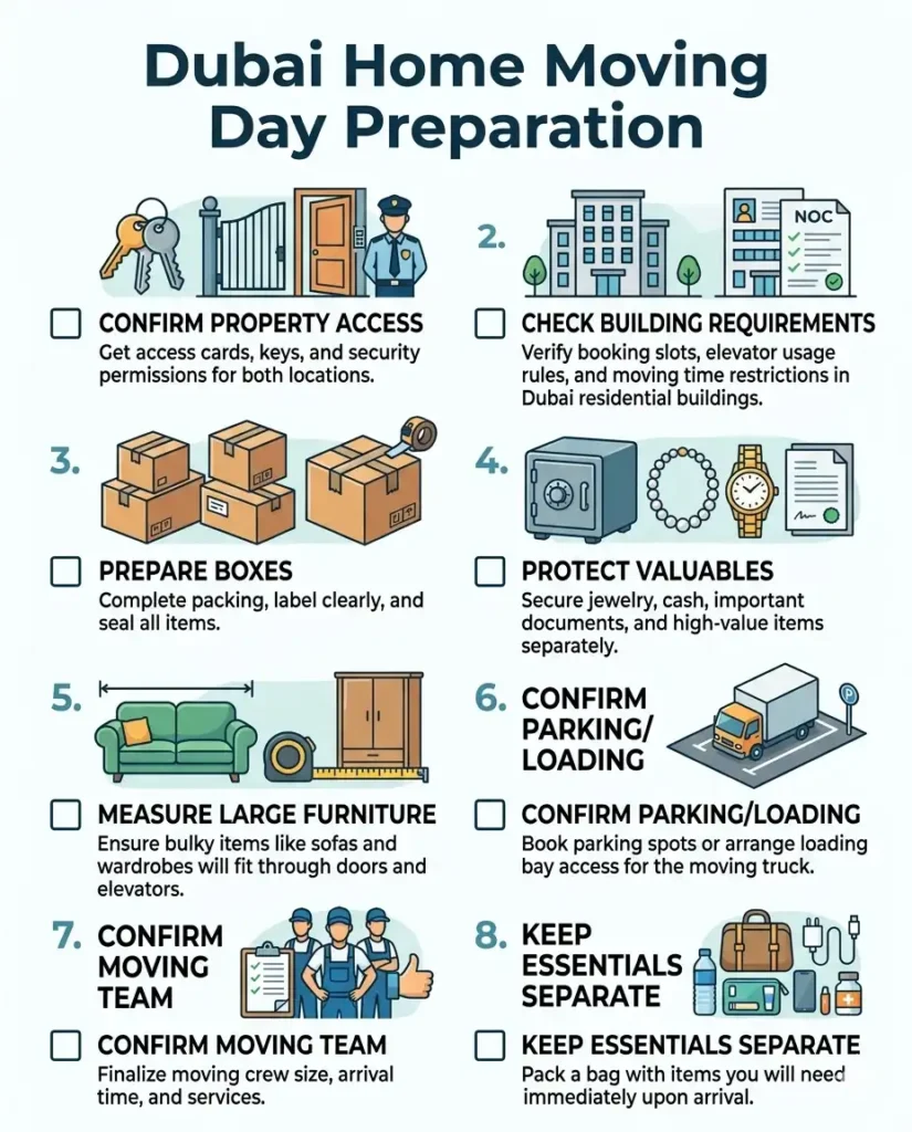 Villa Movers vs. Apartment Movers in Dubai: What Actually Differs? 3 moving day preparation guide
